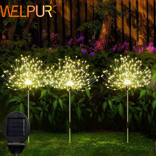 Feu d'artifice solaire lumière herbe Globe pissenlit 60/150/200 LED feu d'artifice lampe pour jardin pelouse paysage vacances lumières de noël