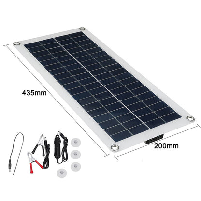 30W Solar Panel 5V Polysilicon Flexible Portable Outdoor Waterproof Solar Cell Car Ship Camping Hiking Travel Cell Phone Charger