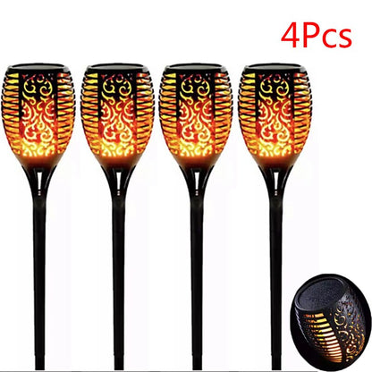 1/2/4/6/8/10/12Pcs Solar Flame Torch Light Flickering Light Waterproof Garden Decoration Outdoor Lawn Path Yard Patio Floor Lamp