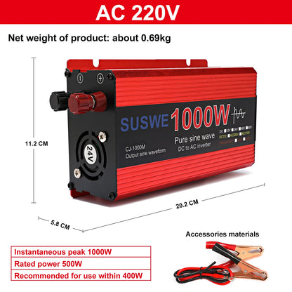 Onduleur à onde sinusoïdale pure 12V/24V/48V/60V à ​​AC 110V 220V 3000/2200/2000/1000W transformateur de tension convertisseur de puissance onduleur solaire