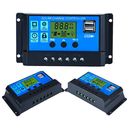 SUYEEGO 30A 20A 10A Solar Controller PWM Battery Charger 12V 24V Auto LCD Display Dual USB 5V Output Solar Panel PV Regulator