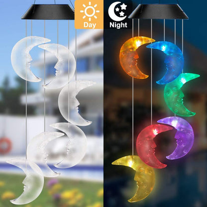 Color changing Solar Wind Chime Crystal Ball Hummingbird Wind Chime Lamp Waterproof Outdoor Use for Courtyard Garden Decoration