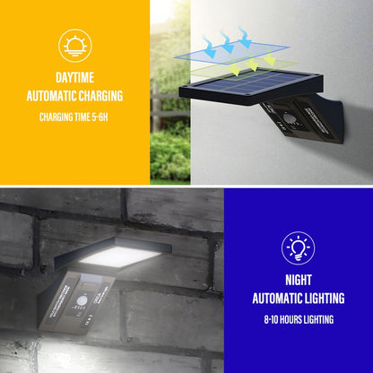 LED Outdoor Solar Wall Light IP65 Waterproof with Remote Control Motion Sensor Street Light for Courtyard Garage Garden Corridor