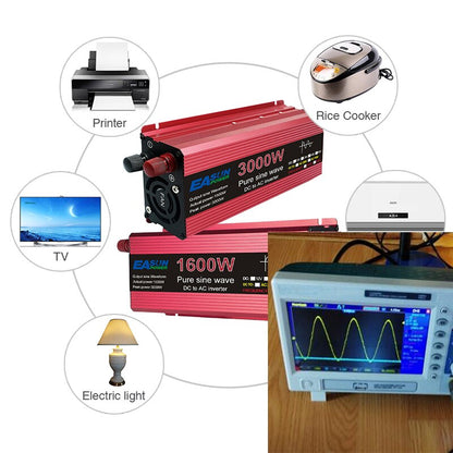 Inverter Pure Sine Wave 12V DC to AC 220V Converter 3000w 2200w 1600w 1000w Stabilizer 24V Solar Inverter 50hz 60hz Transformer