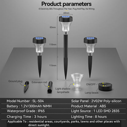 Luci a LED per percorsi solari Lampada da paesaggio impermeabile Illuminazione da giardino a energia solare per cortile Patio Prato Cortile Passerella Decor