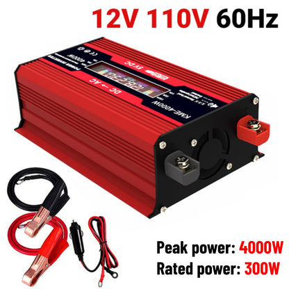 4000W Pure Sine Wave Inverter 12V/24V/48V/60V DC to AC 220V 110V Voltage Transformer Power Socket Converter for Car Home Outdoor