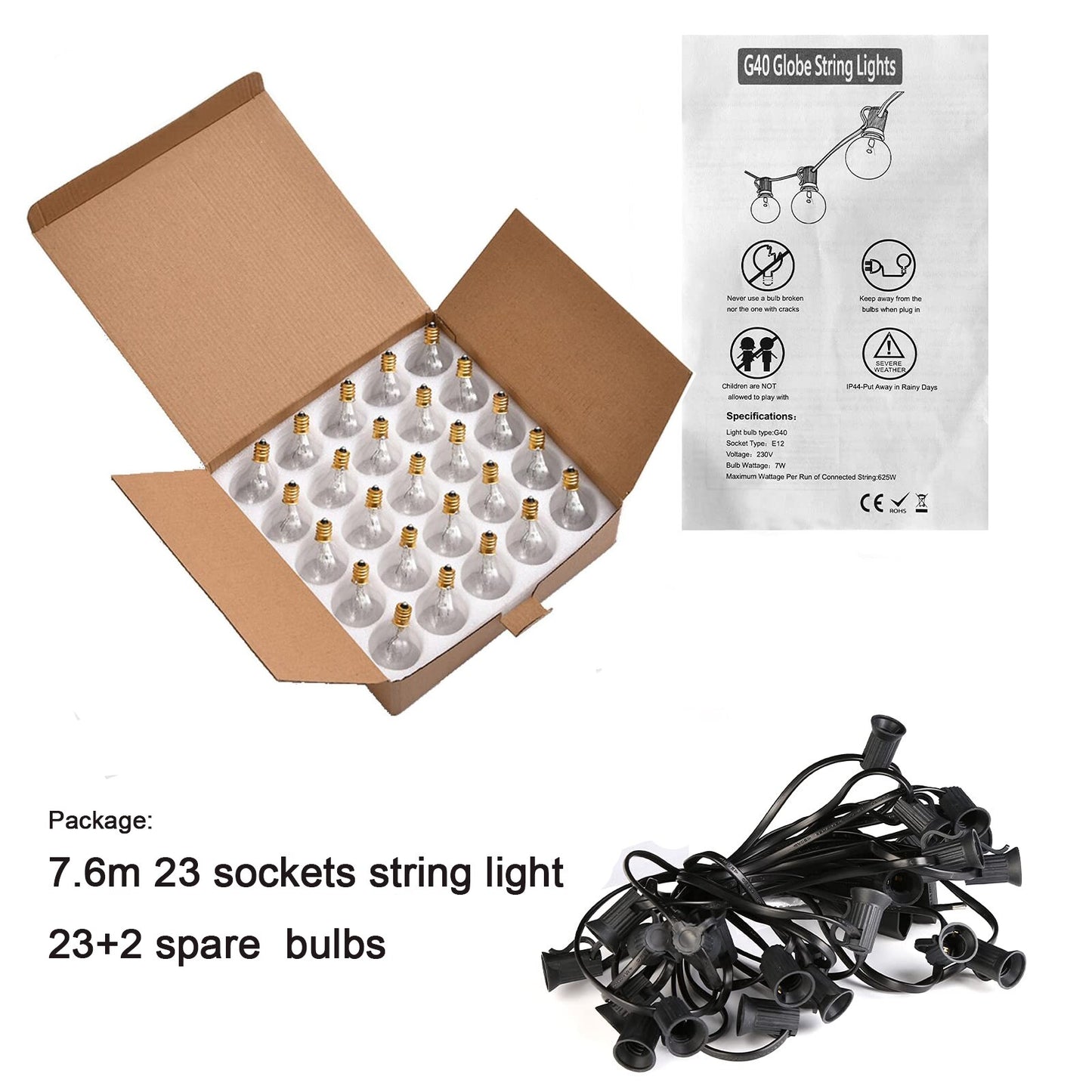 G40 Globe String Lights Never Use broken Kecp away 