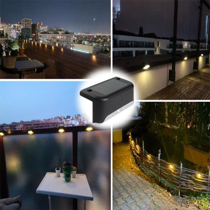 Warmweiße LED-Solar-Stufenlampe, Weg- und Treppen-Außengartenbeleuchtung, wasserdichte Balkon-Lichtdekoration für Terrassen-Treppenzaun-Licht