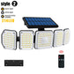 Solar-Flutlichter mit Bewegungsmelder für den Außenbereich, 256/214 LEDs, 6 oder 5 Köpfe, 360°-Beleuchtung, IP65, Solar-Sicherheitsleuchten, Weiß/Warmweiß