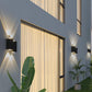 Candeeiro de parede de alumínio exterior IP65 à prova de água LED de iluminação para cima e para baixo Luz de parede para pátio jardim Villa Luz de parede dupla cabeça 90~260V