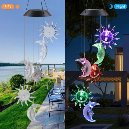 Color changing Solar Wind Chime Crystal Ball Hummingbird Wind Chime Lamp Waterproof Outdoor Use for Courtyard Garden Decoration