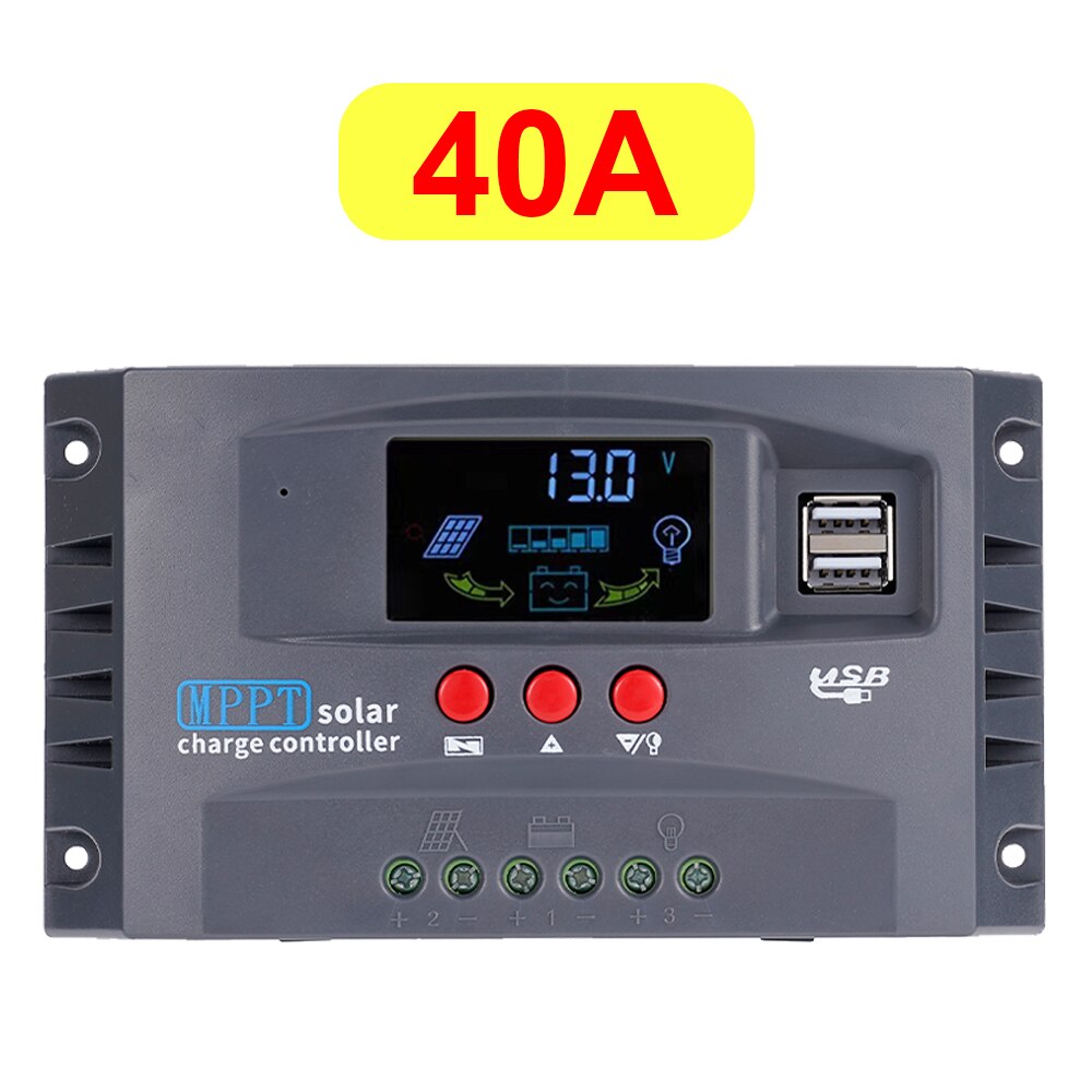 MPPT Solar Charge Controller 50VDC Regulador Tela Colorida Para Lifepo4 GEL Lítio Chumbo Ácido Bateria 10A/20A/30/40/50/60/100A