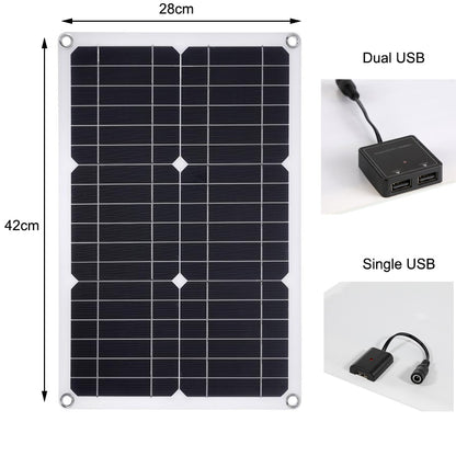 Kit Pannello Solare Professionale 100W 12V Porta USB Singola/Doppia Modulo Monocristallino Off Grid con Regolatore di Carica Solare 30A