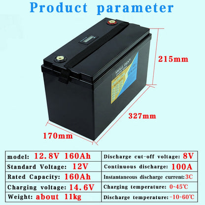 12V 160Ah Discharge cut-off voltage: 8V