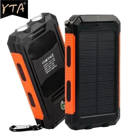 Banco de energia solar 80000mAh Carregamento portátil Poverbank Carregador de bateria externo Luz forte Luz LDE para todos os smartphones
