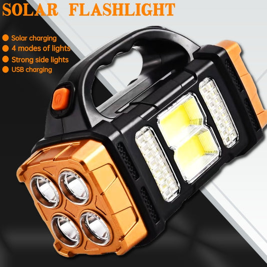 Linterna LED Solar, linterna recargable USB portátil, linterna impermeable COB, luz Solar potente para acampar y hacer senderismo