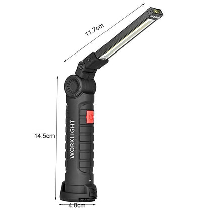 15W 45LED Emergency Floodlight 43.3cm Handheld Camping Torch 3000mAh Type C Work Light 360° Inspection Lamp Red Strobe Warning