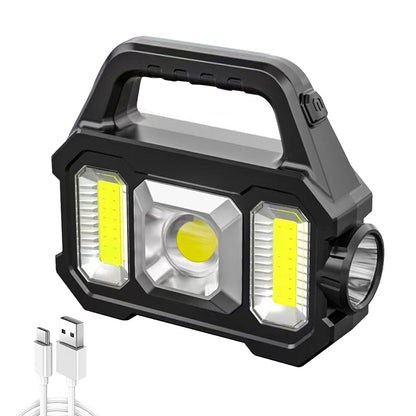 500LM USB Rechargeable Flashlight Waterproof 6 Gear COB/LED Torch Light Portable Powerful Lantern Solar Light for Camping Hiking