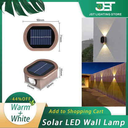 Forte luminosité solaire mur LED lumière extérieure étanche jardin lumières mur rondelle Villa extérieur applique terrasse lampes solaires