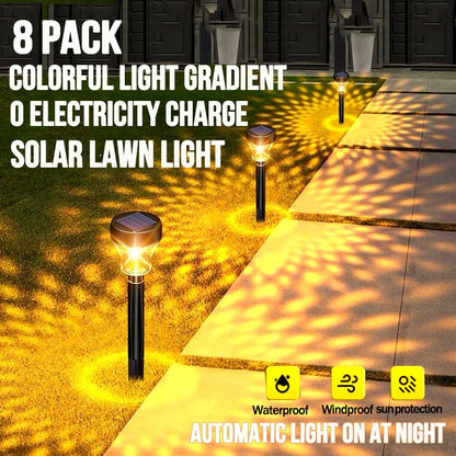 Luzes solares de gramado para jardim Lâmpada externa RGB Luz de caminho de entrada multicolorida Luz solar decorativa de Natal Luz de brilho