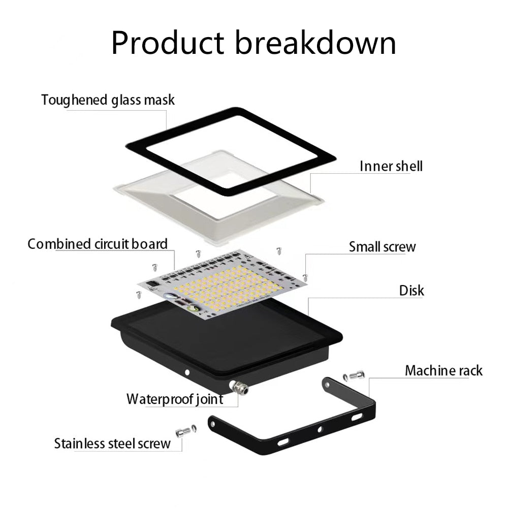 Reflector LED de 100W, 50W, 30W, 20W, 10W, CA, 220V, para exteriores, IP68, resistente al agua, reflector, farola, lámpara de pared, iluminación de jardín