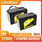 LiitoKala 12v 120ah capacidad lifepo4 12,8 V batería paquete de batería solar RV recargable hierro de litio con bms para acampar al aire libre