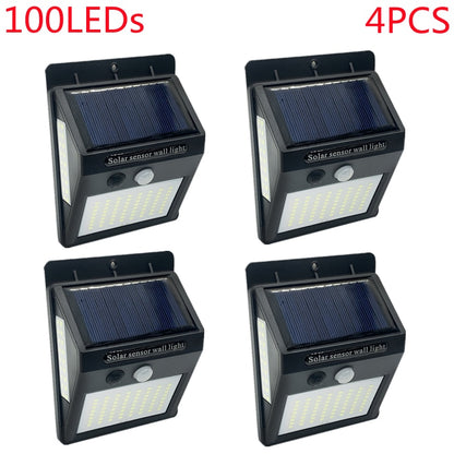 Outdoor 100 LED Solar Light Motion Sensor Waterproof Sunlight Garden Decoration Street Lights Solar Powered Lantern Wall Lamp