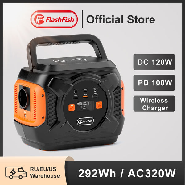 FF FLASHFISH Draagbaar powerstation 172,8 Wh, zonne-generator 200 W 230 V back-up batterij met AC/DC/USB/LED, zonne-energiestation voor stroomuitval thuis, in de