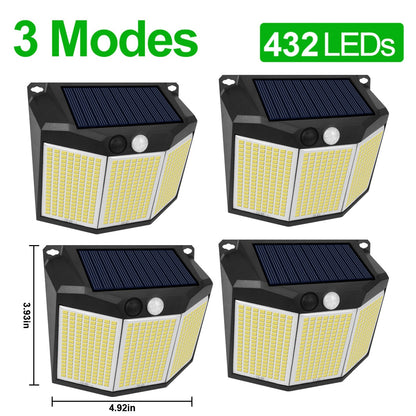 Solar Power Street Lamp Outdoor Solar Sensor Lights for Garden Decor 432 Led Reflector Lighting Waterproof energia Solar Lantern