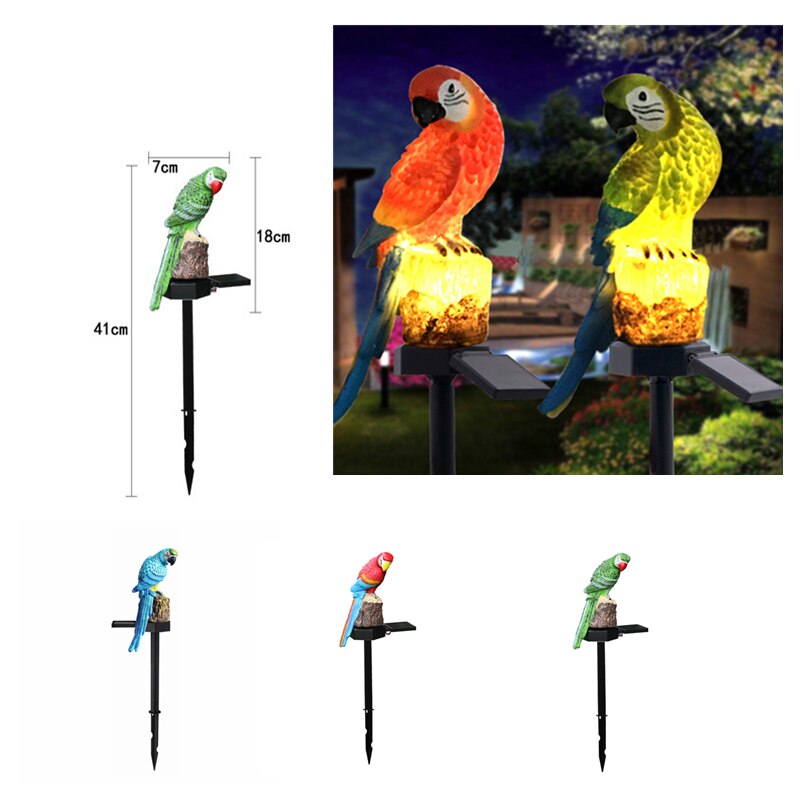 Luz solar led ao ar livre papagaio/coruja luzes solares à prova dwaterproof água lanterna movida a energia solar decoração de jardim de fada lâmpada de rua led ao ar livre