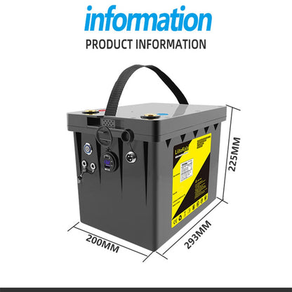 LiitoKala 12V 120Ah LiFePO4 Batteria 12,8 V Alimentazione per camper RV Carrello da golf Off-Road Off-grid Vento solare ， QC3.0 Uscita USB di tipo C