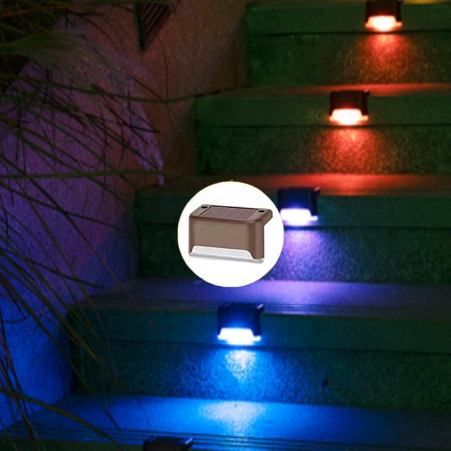 Lampada solare a LED per scale IP65 Impermeabile per esterni Luce da giardino Percorso Cortile Patio Gradini Recinzione Lampade Decorazioni da giardino Luce solare all'aperto