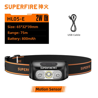 Best SupFire HL05 Mini LED Headlamp With Motion Sensor USB Rechargeable For Camping Fishing Bicycle Head Light flashlight