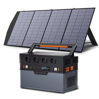 ALLPOWERS Portable solar Power Station 700W / 1500W Outdoor Generators, 110 / 230V Battery Backup With Mobile 200W Solarpanel