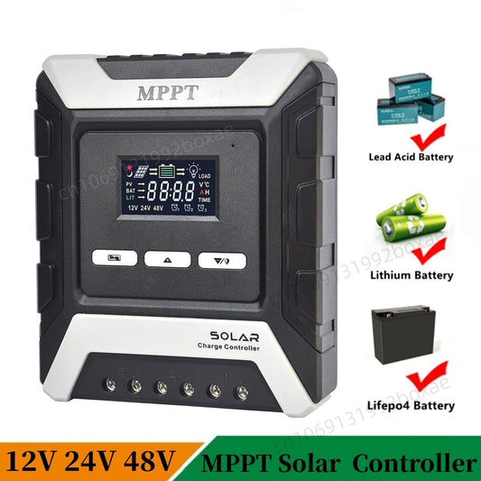 Controlador de carga solar MPPT 12V 24V 48V 80A 60A 50A 40A 30A Regulador de panel solar para batería de litio de plomo-ácido LiFePo4