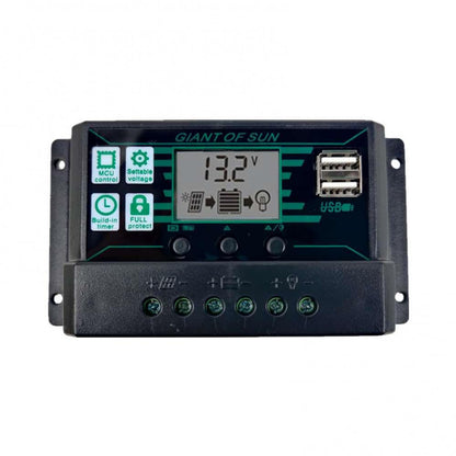 MPPT/PWM Solar Charge Controller 100A/50A/40A/30A/20A/10A 12V 24V Solar Panel Battery Regulator With 2 USB Ports LCD Display