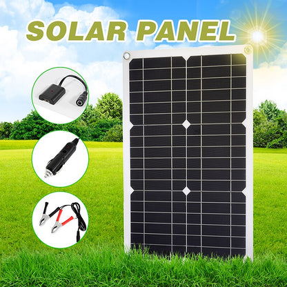 Kit Pannello Solare Professionale 100W 12V Porta USB Singola/Doppia Modulo Monocristallino Off Grid con Regolatore di Carica Solare 30A