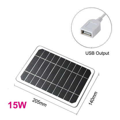 5V Solar Panel 20W Waterproof Flexible USB Port Outdoor Camping Portable Sunlight Cell Charging Power Bank Backup Recharge 15/6W