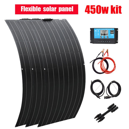 12v solar panel flexible 1500w 1000w 600w 450w 300w photovoltaic panel battery charger system for home car boat camping travel