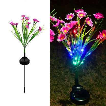 LED Solar Azalea Flowers Garden Lamp Home Decorative Light Landscape Orchid Rose LampYard Lawn Path Holiday Wedding Lights