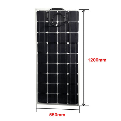 300W ETFE Semi-flexible 18V Solar Panel Waterproof Solar Cell Charger Battery for Camping Home Car Off Grid 12 Volt System