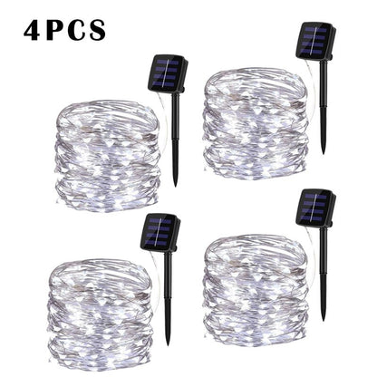 LED Solar Lights Outdoor Fairy String Light Festoon Lamp Waterproof 8 Modes Copper Wire Light for Garden Decor 52/32/22/7M