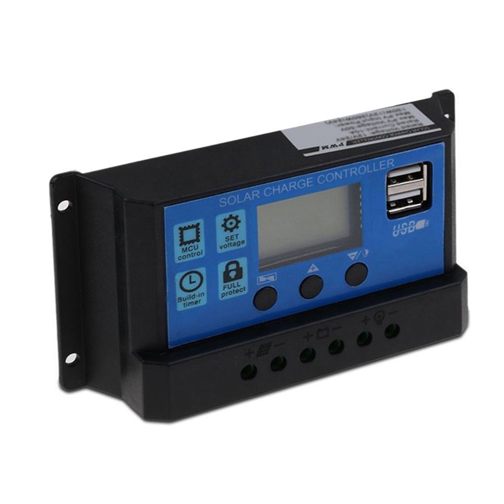 Panel Regulador 12V 24V Auto Dual USB Batería de plomo ácido 10A 20Amp 30A 40A 50A 60A Controladores de carga solar PWM