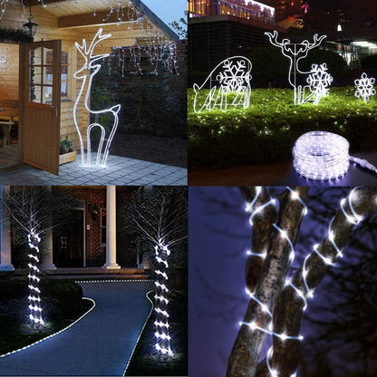 Luzes solares de corda 5/10/20 m branca à prova d'água tubo de led solar luzes de fada para decoração de rua jardim ao ar livre 8 modos de controle