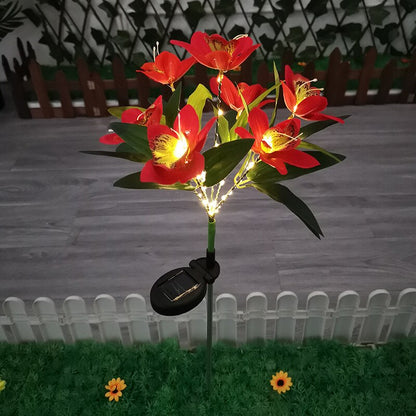 LED Solar Azalea Flowers Garden Lamp Home Decorative Light Landscape Orchid Rose LampYard Lawn Path Holiday Wedding Lights