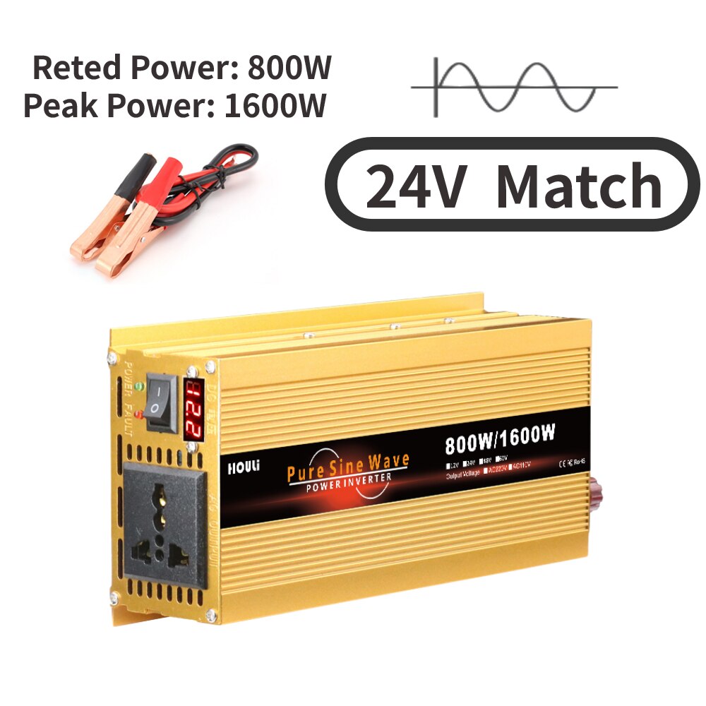 Wechselrichter 12 V 220 V reiner Sinus-Sinus-Hauskonverter Solar-Wechselrichter 50 Hz Frequenz 110 V 12 V 220 V 12 V 220 V 24 V Wechselrichter 1000 W