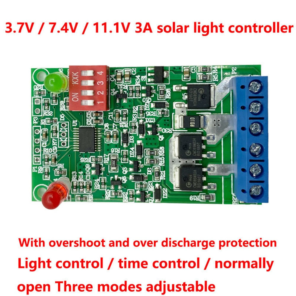 3.7V 7.4V 11.1V Lithium Battery Solar Lawn Light Circuit Board Solar Light Controller Control Board 3A