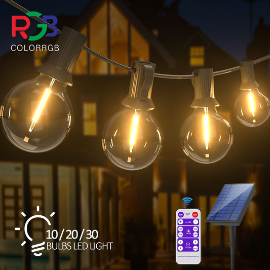 Solar-Lichterketten für den Außenbereich, G40-Terrassenleuchten mit bruchsicheren LED-Glühbirnen, wetterfeste Hängeleuchten für Hinterhof-Bistro