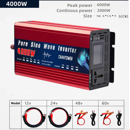 Pure Sine Wave Inverter - 12V 220V 24/48V To AC 110V/220V 2200W 3000W 4000W Portable Power Voltage Converter Car Solar Inverter