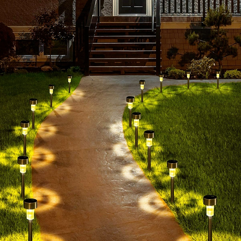 Luzes solares ao ar livre Luzes de jardim Lâmpada movida a energia solar Lanterna Iluminação de paisagem à prova d'água Caminho Jardim Gramado Decoração de jardim